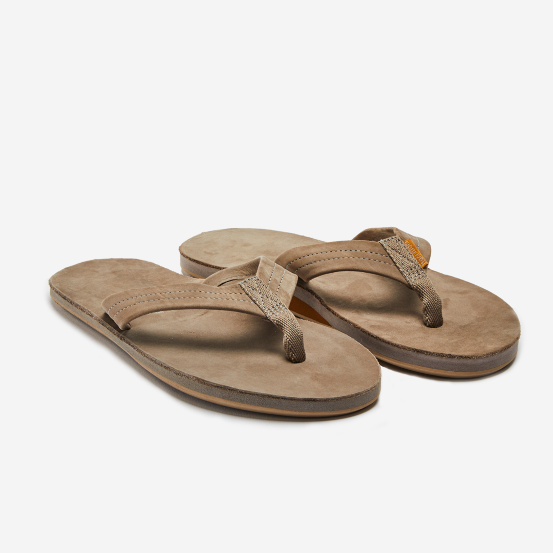 Mens tan leather flip on sale flops