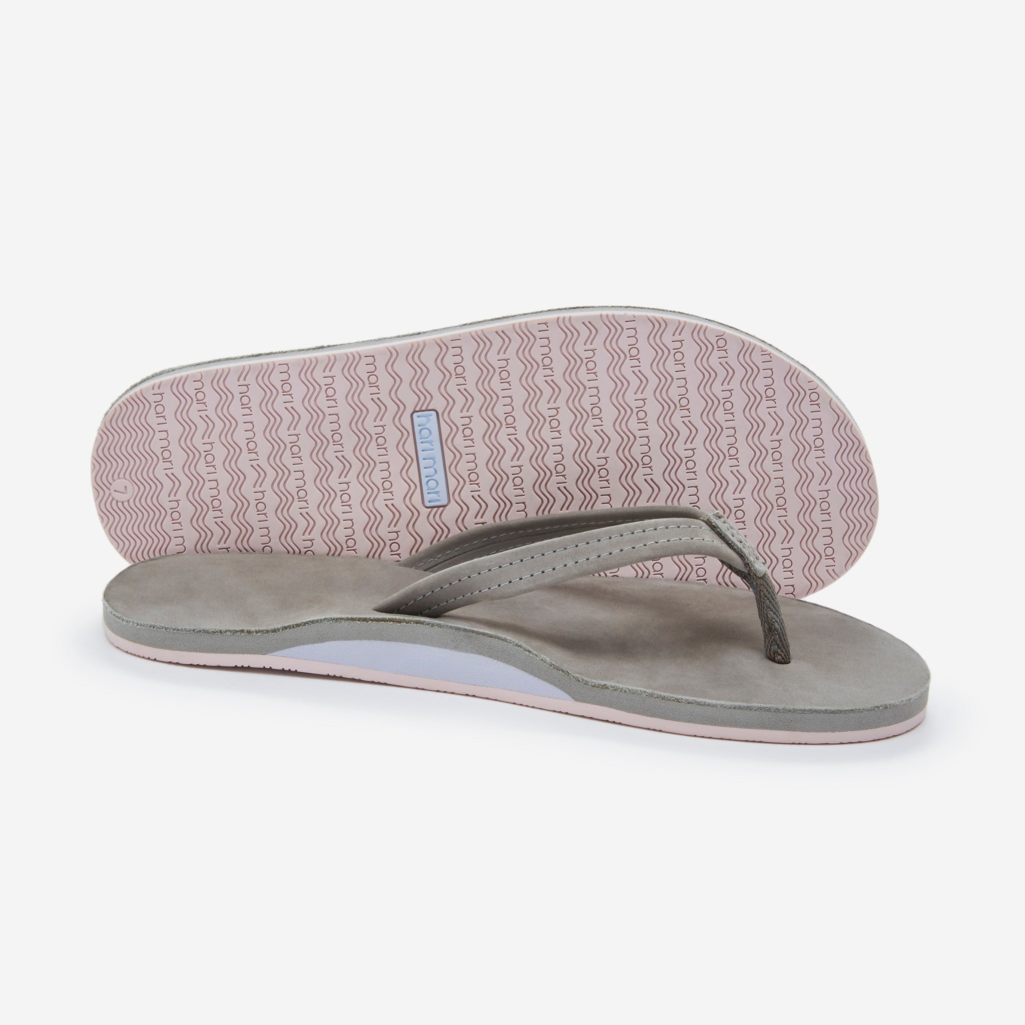 Hari Mari Fields Flip Flops - Light Gray/Blush