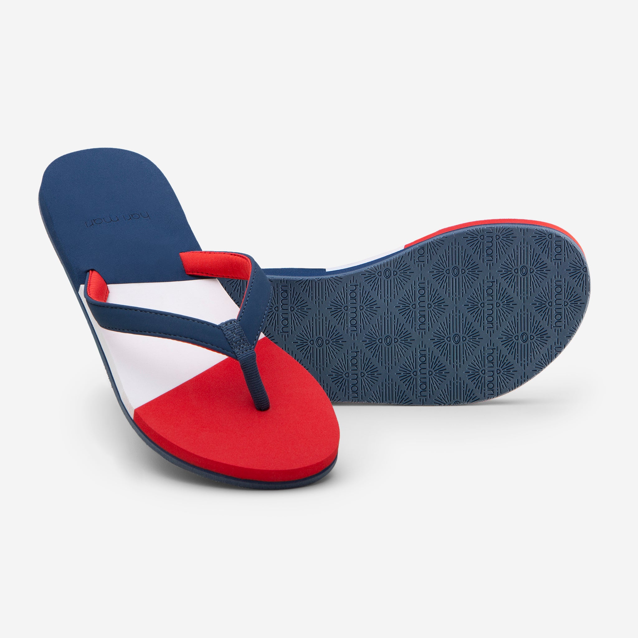 Red and best sale white flip flops